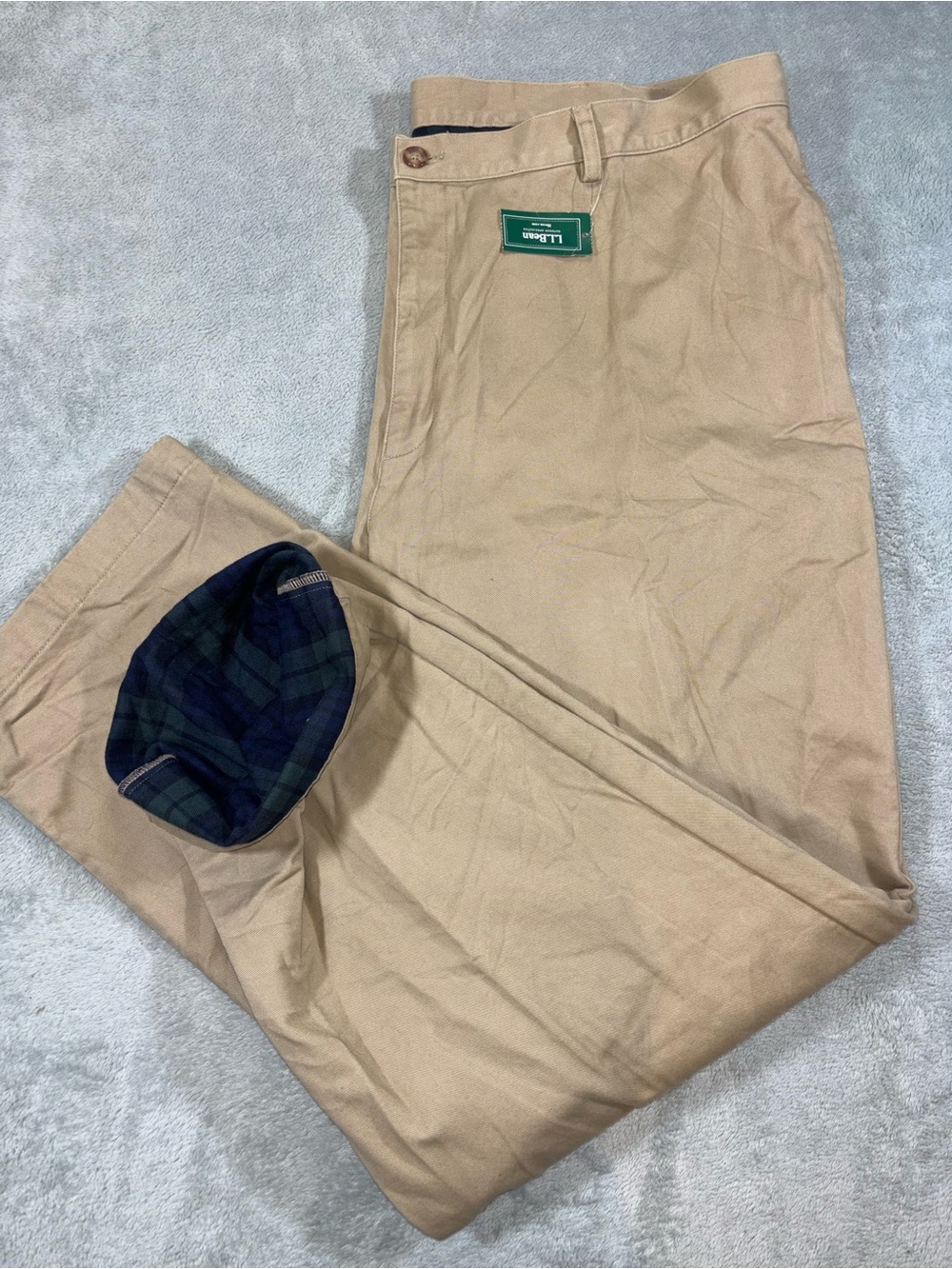 NWT L.L. Bean Men's Double L Chinos Flannel-Lined Khaki 44x34
